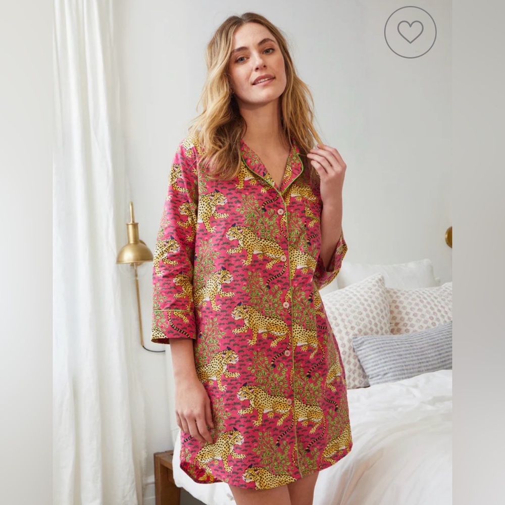 NWT Printfresh Sleep Shirt in Bagheera Pink Size Small Printed Cotton Nightgown